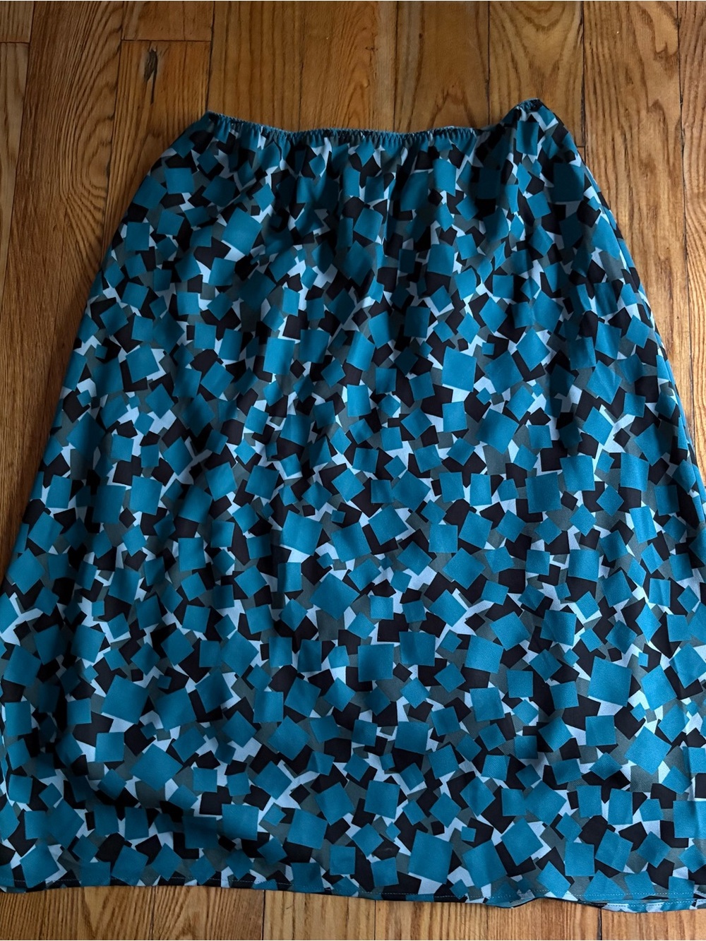The Limited Teal and Black Geometric A-Line Skirt